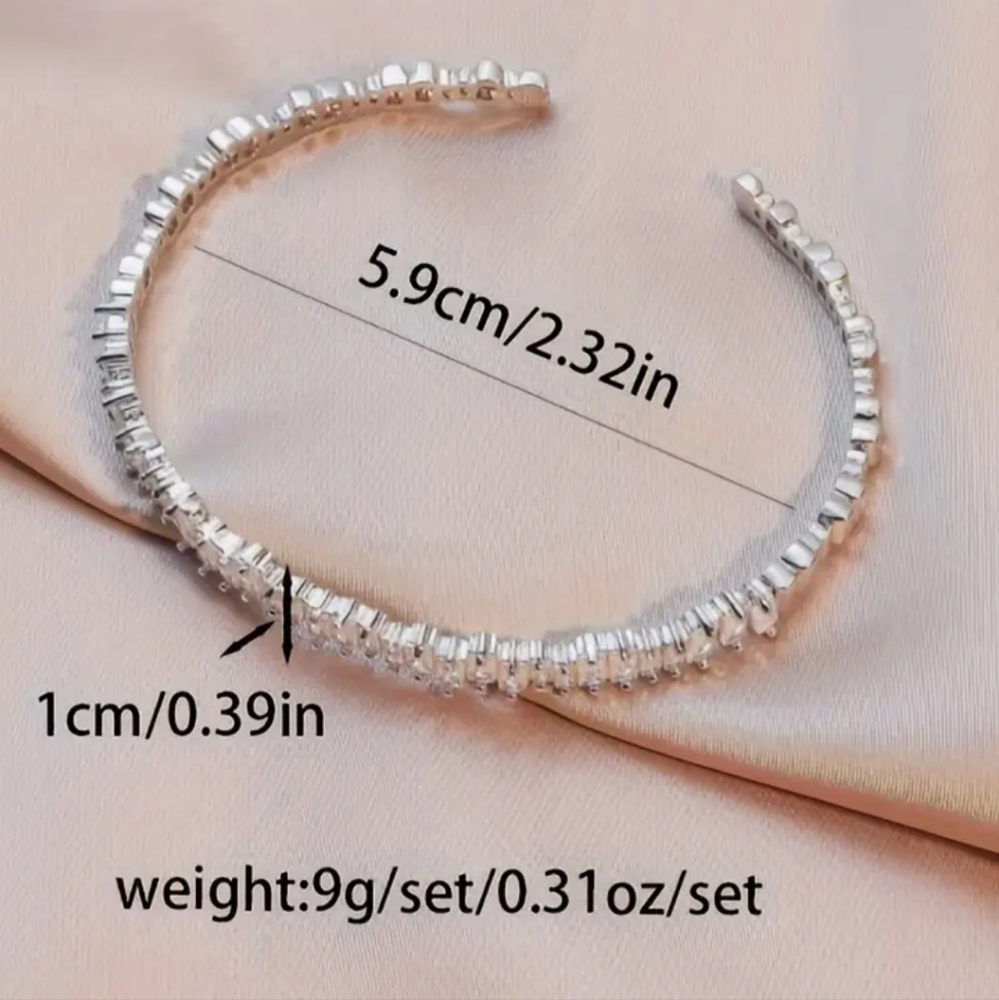 #49 Full Star Zirconia Open Bracelet, Copper, with Sparkling Stones - Picture 4 of 14